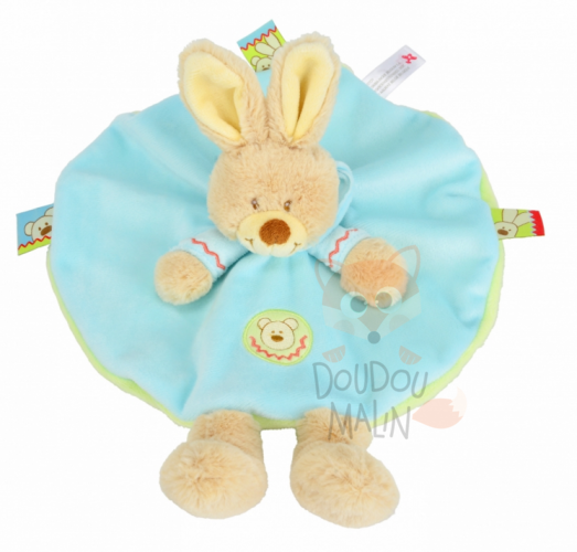  basic lapin plat rond capuche bleu vert beige broderie ours 